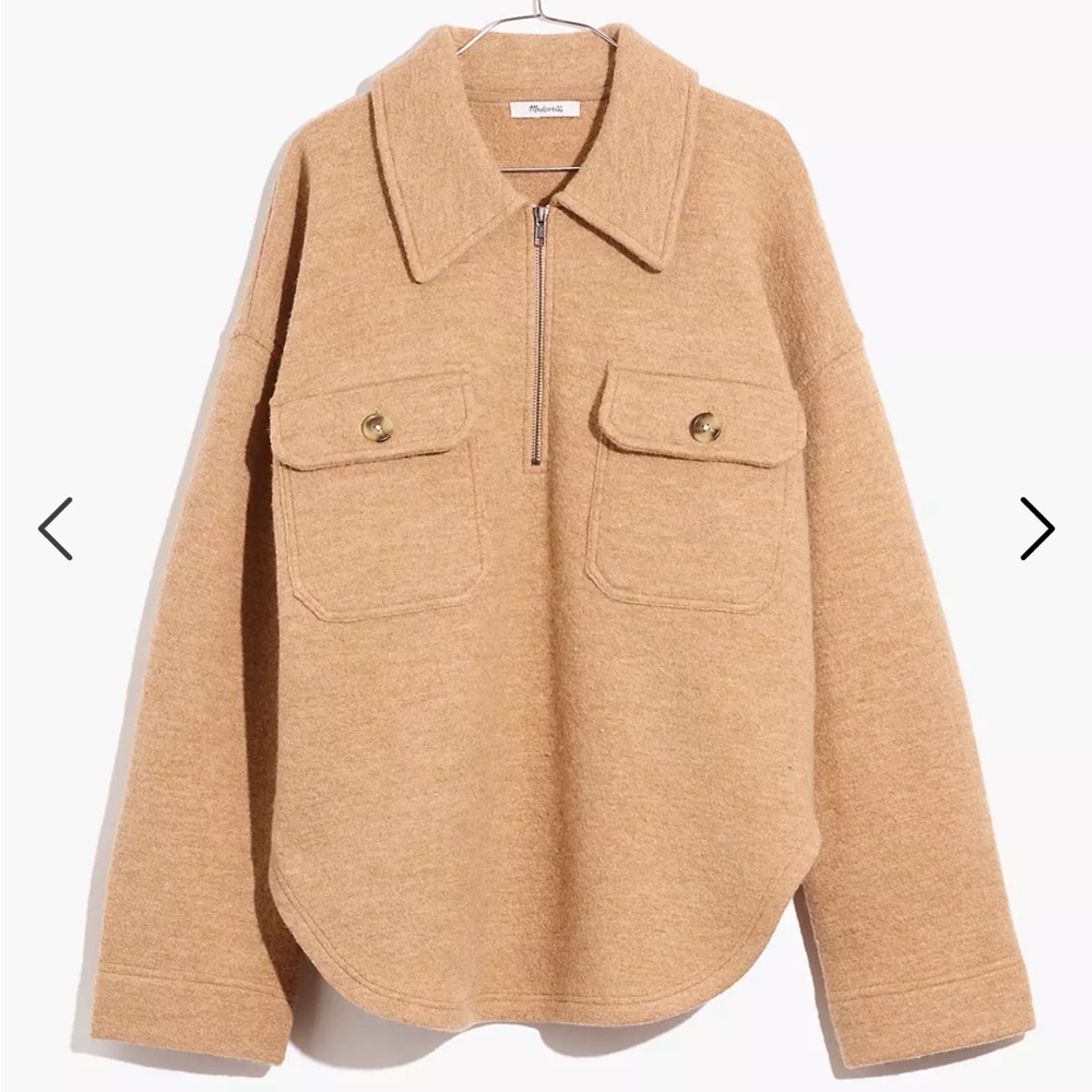 Madewell boiled wool half zip popover sweater